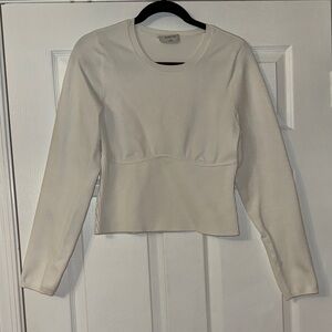 Aritzia White Babaton Refinery Sculpt Knit Sweater